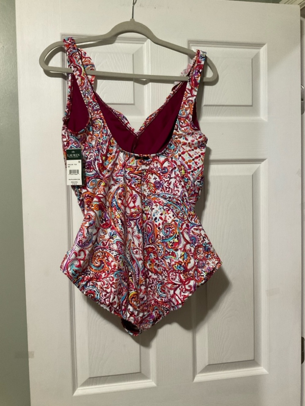 Lauren Ralph Lauren Multicolor Paisley One-Piece Swimsuit with Wine Lining